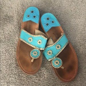 blue and gold jack roger sandals